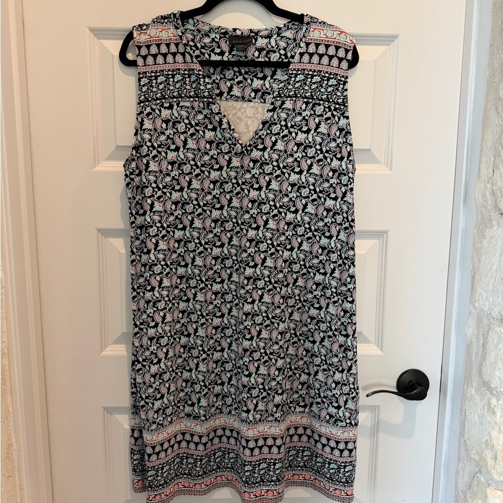 J. Jill Black and White Patterned Midi Dress